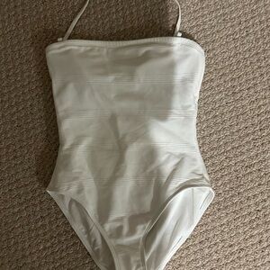 Polo by Ralph Lauren White Ribbed One-Piece Swimsuit
